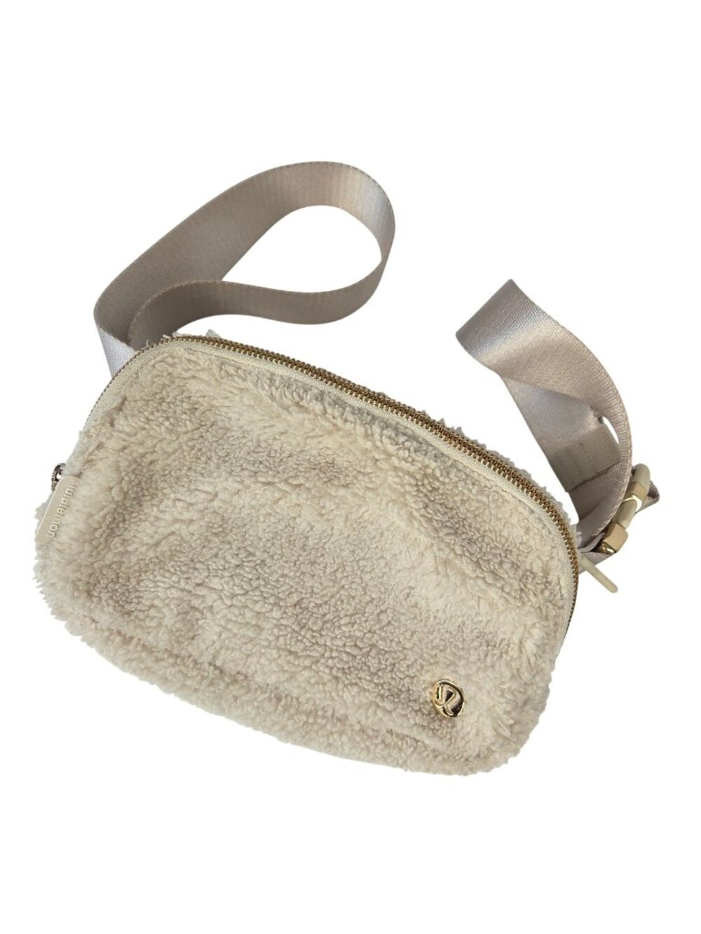Lululemon Everywhere Belt Bag Faux Cream Sherpa w/Gold Hardware